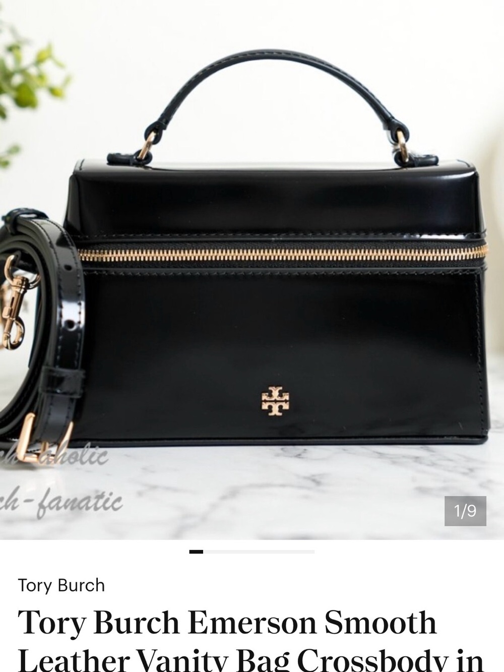 Tory Burch Emerson Black Patent Leather Top-Handle Crossbody with Gold Hardware - Picture 6 of 6